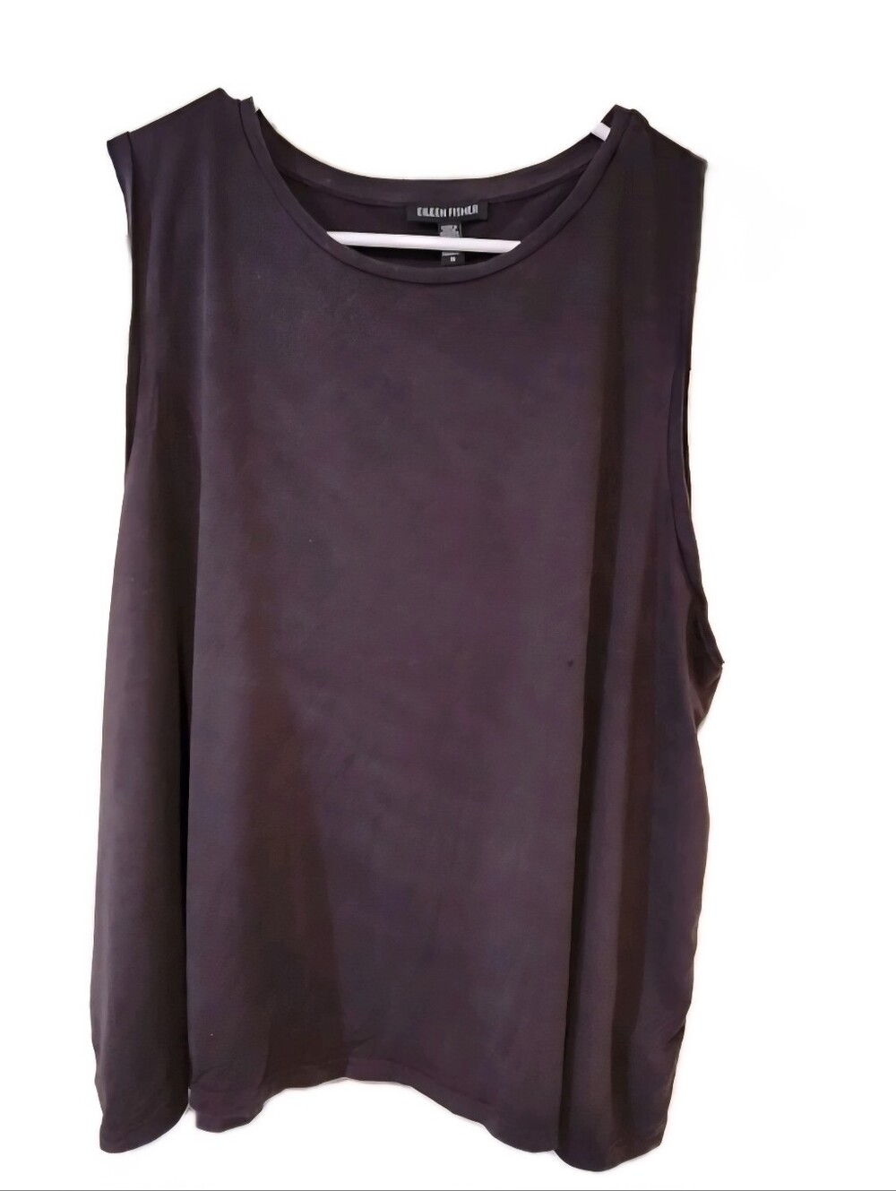 Eileen Fisher Deep Dark Purple Plum Sleeveless Tank Top Blouse 1X Minimalist
